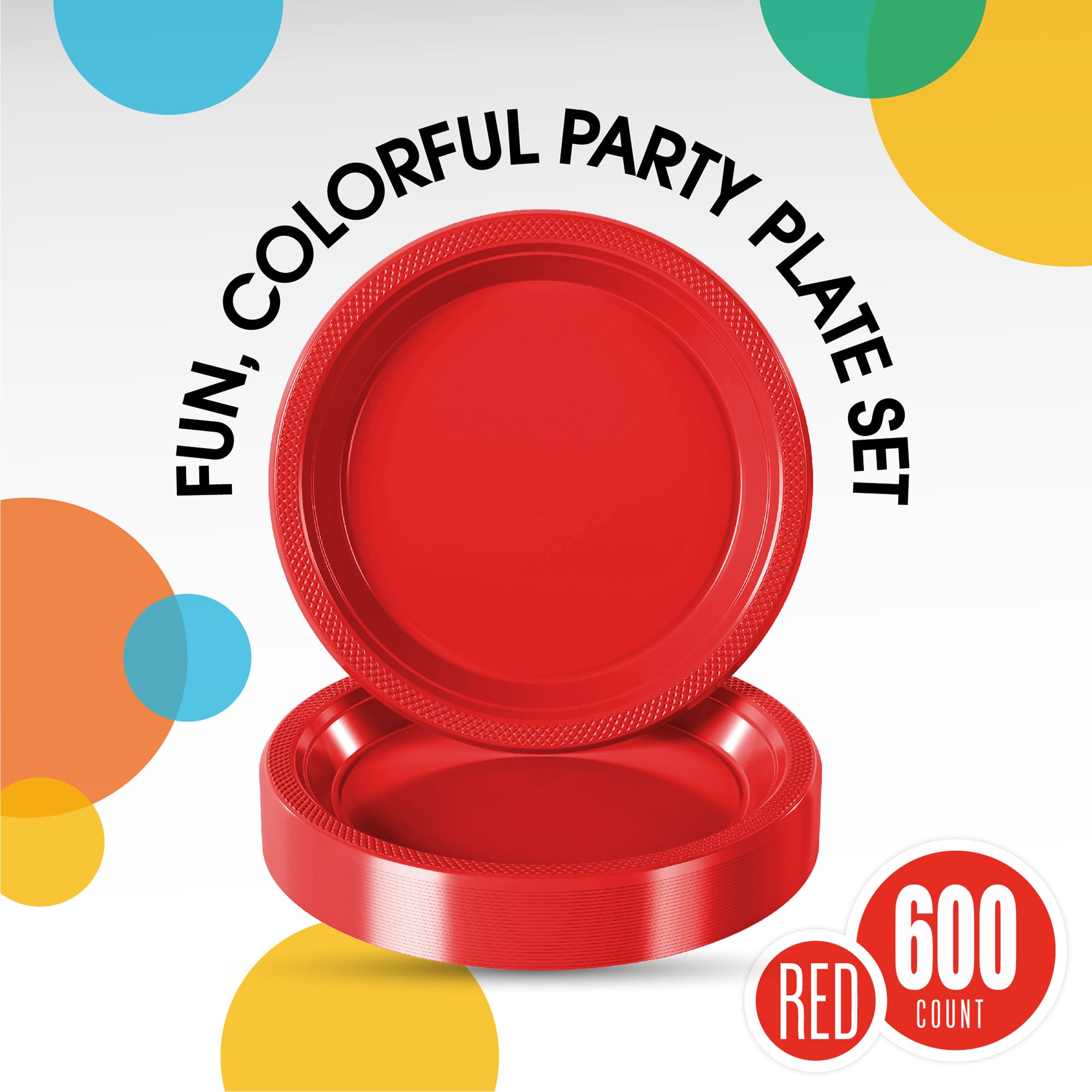 10 In. Red Plastic Plates | Case of 600