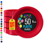 9 in. Red Plastic Plates | 50 Count