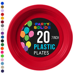 7 in. Red Plastic Plates | 20 Ct.