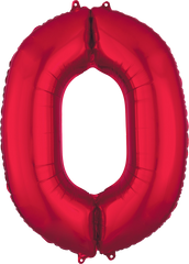 Red Number "0" SuperShape Foil Balloon | 34"