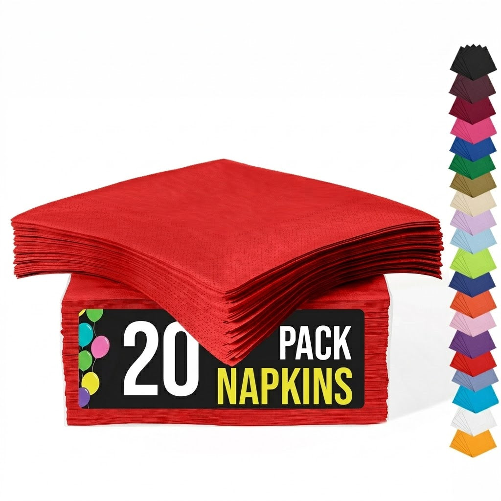 Red Luncheon Napkins | 6.75 in. X 6.75 in. | 20 Count