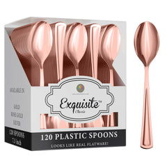 Exquisite Classic Rose Gold Plastic Spoons | 120 Count