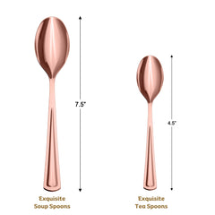 Exquisite Classic Rose Gold Plastic Spoons | 120 Count