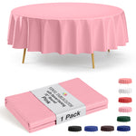 Pink Flannel Backed Plastic Table Cover 70 in. Round