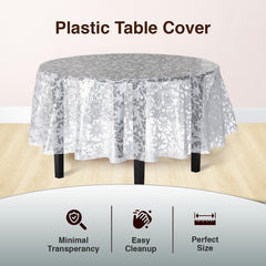 Round White Lace Plastic Table Covers | 12 Pack