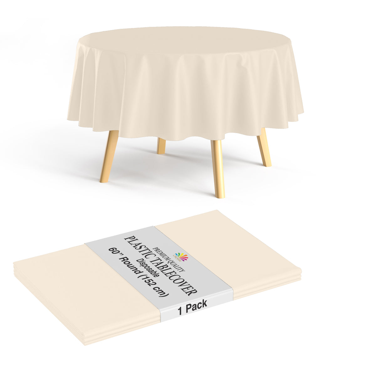 Premium 60" Round Ivory Table Cover