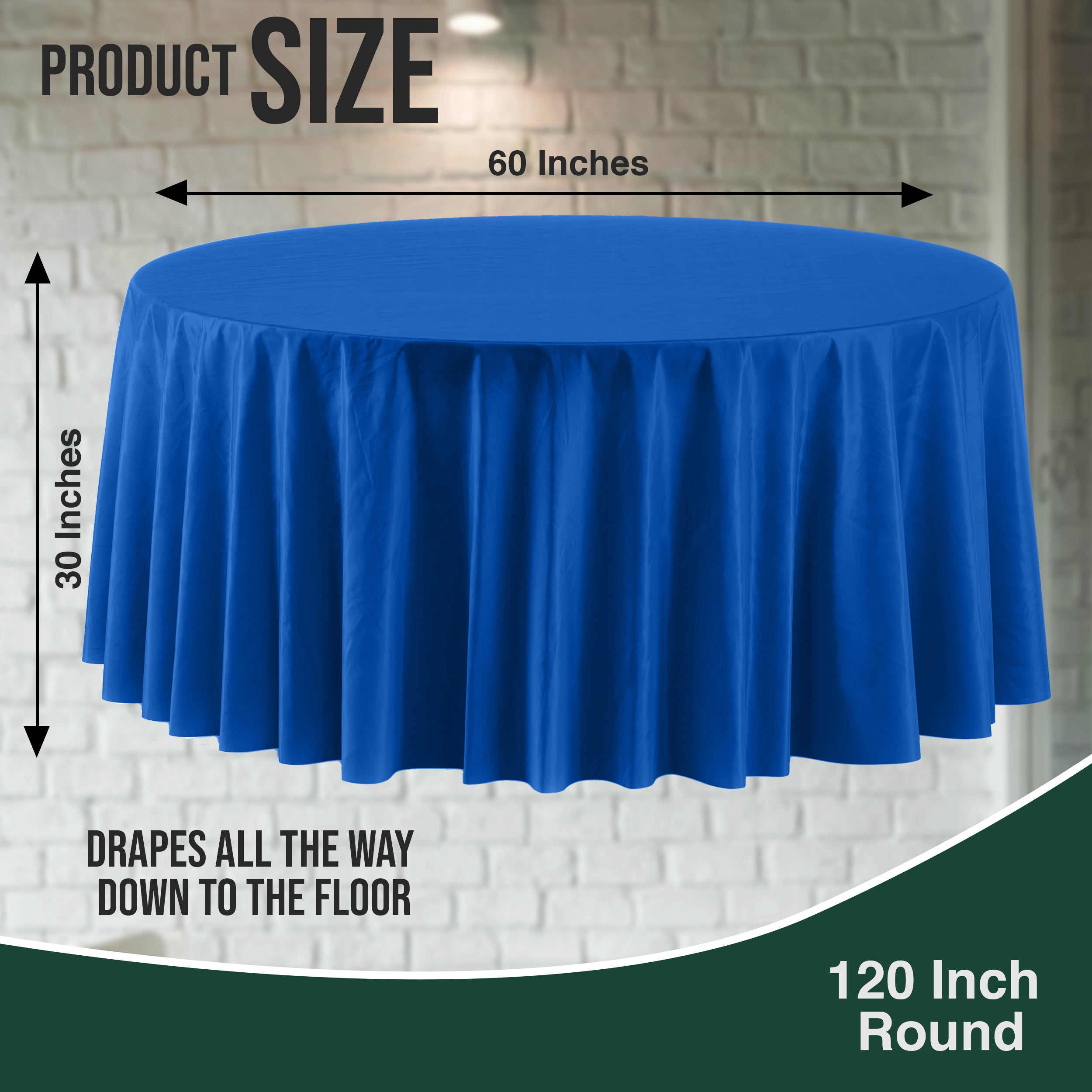 120 in. Premium Round Dark Blue Plastic Table Cover
