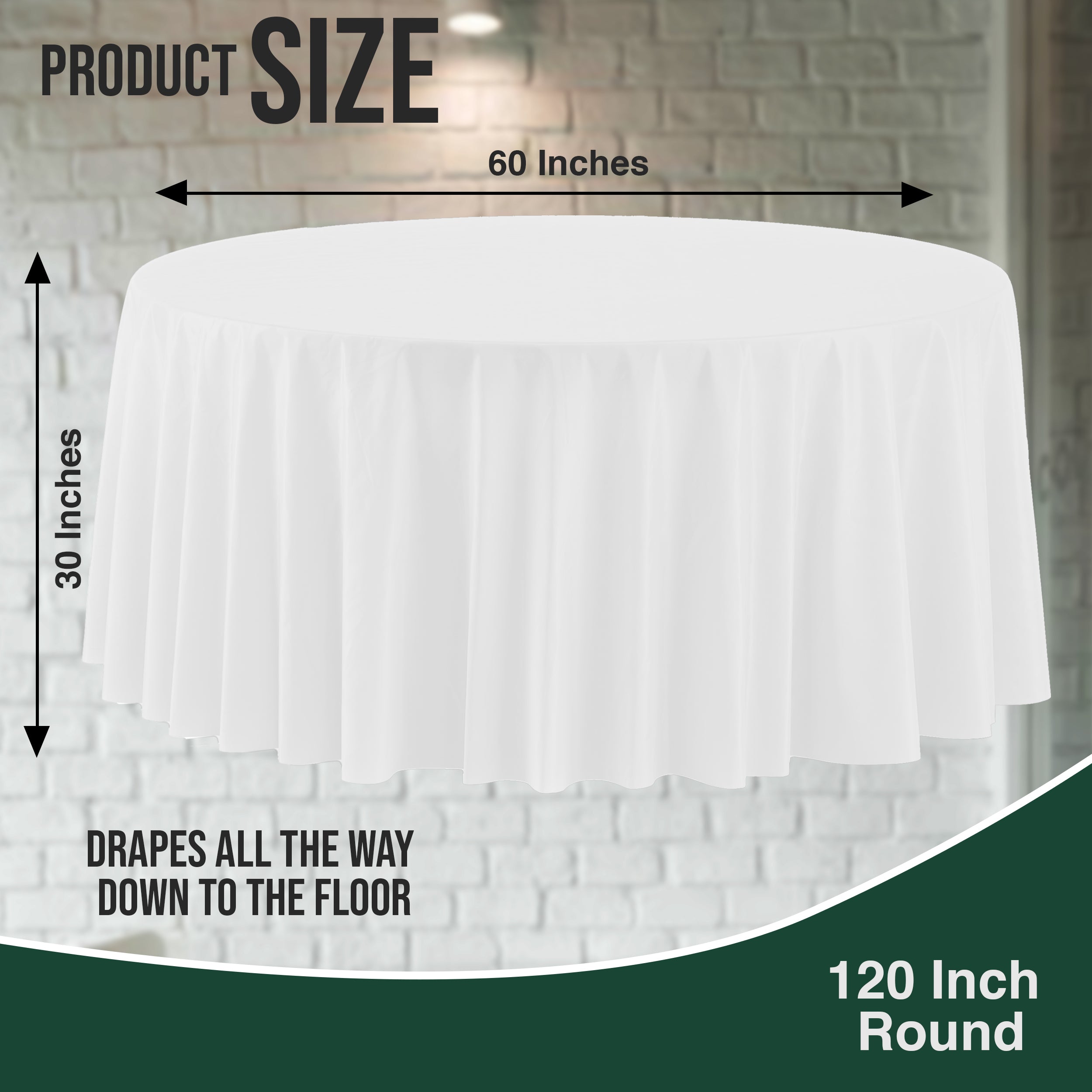120 in. Premium Round White Plastic Table Covers | 6 Count