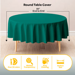 Dark Green Round Plastic Table Cover | 84 in. | Case of 48