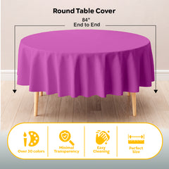 Round Magenta Plastic Table Covers | 6 Pack | 84 in.
