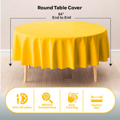 Round Yellow Plastic Table Cover | 84 in. | Case of 48