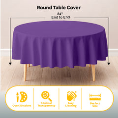Round Purple Plastic Table Covers | 6 Pack | 84 in.