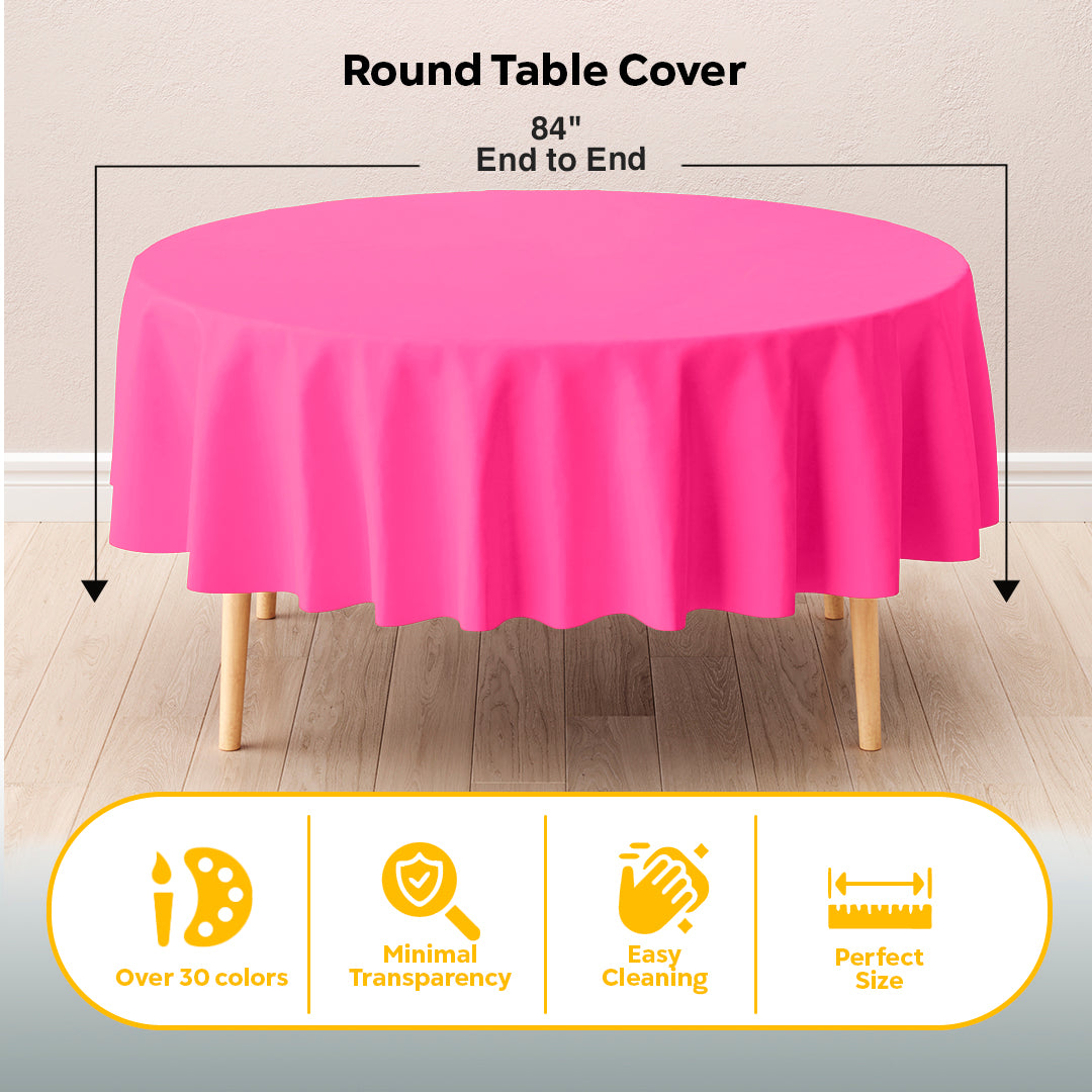 Cerise Round Plastic Table Cover | 84 in.