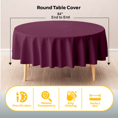 Round Plum Plastic Table Covers | 6 Pack | 84 in.
