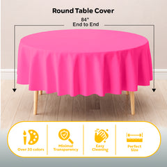 Cerise Round Plastic Table Covers | 6 Pack | 84 in.