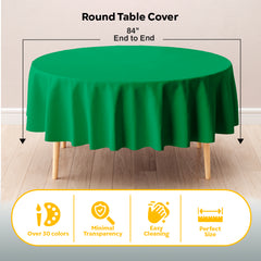 Emerald Green Round Plastic Table Cover | 84 in.