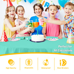 Round Mint Plastic Table Covers | 12 Pack | 84 in.