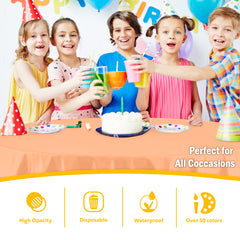 Round Peach Plastic Table Cover | 84 in. | Case of 48