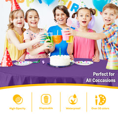 Round Purple Plastic Table Covers | 12 Pack | 84 in.