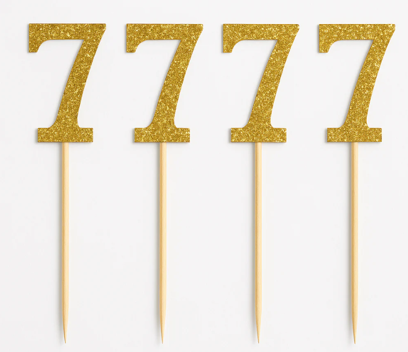 Glitter Gold Number 7 Picks - 4 Pack