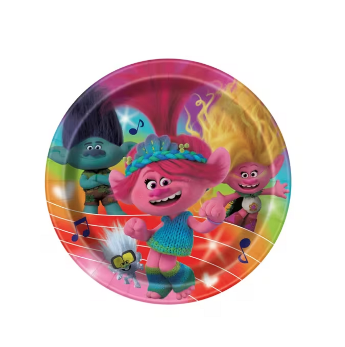 Trolls World Tour Prismatic Birthday Dessert Plates, 7-Inch, 8-Pack