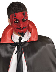 Devil Sculpted Full Mask with Horns - Red and Black Halloween Accessory