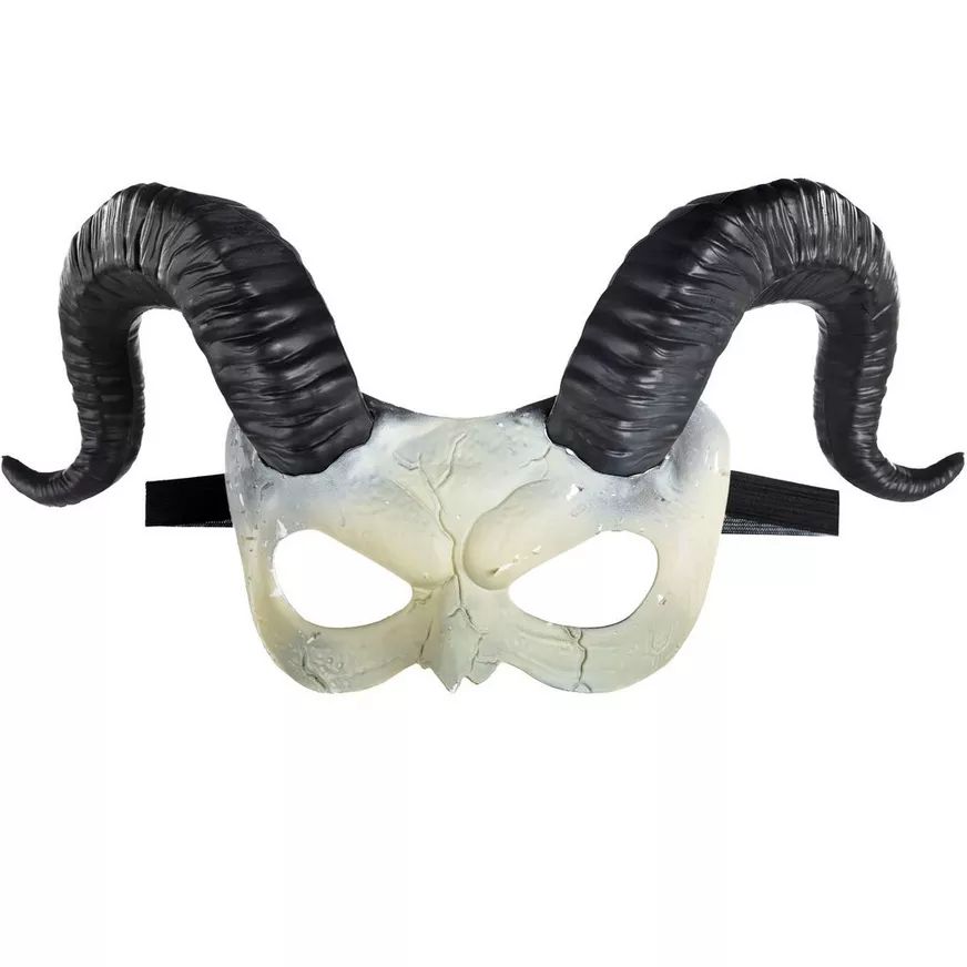 Ram Horned Skull Half Mask - Halloween Costume Accessory