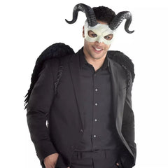 Ram Horned Skull Half Mask - Halloween Costume Accessory