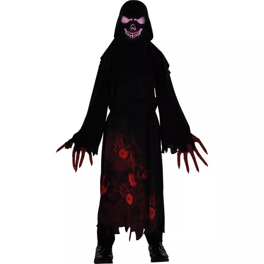 Hooded Horror Skeleton Kids Halloween Costume - Child L (12-14)