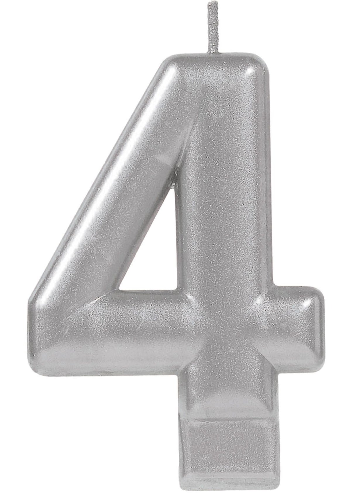 Silver Number 4 Metallic Birthday Candle