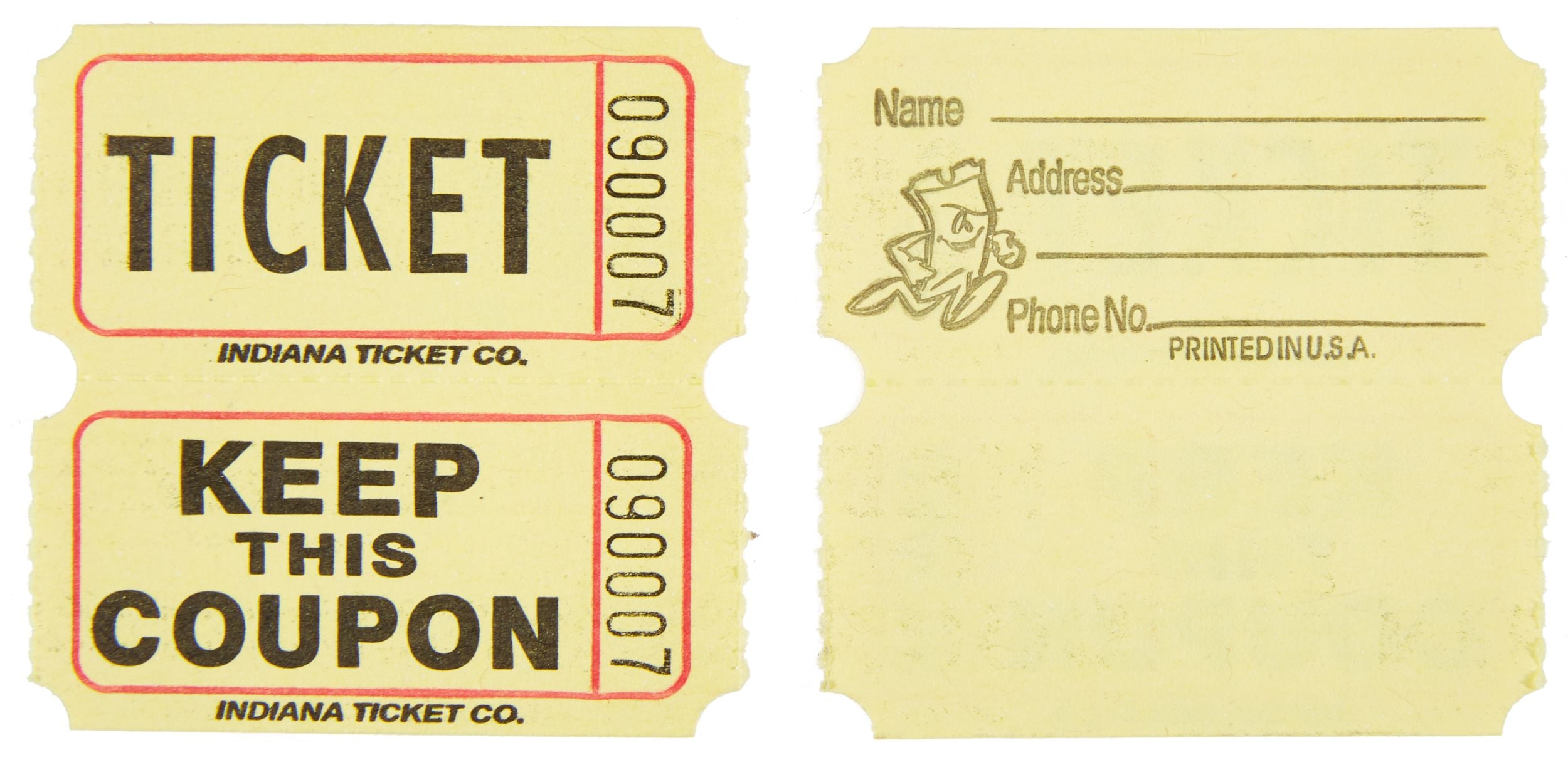 Yellow Double Roll Raffle Tickets - 2000 Pack