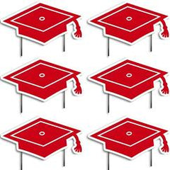 Graduation Cap Yard Sign Stake - Red