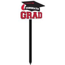 "Congrats Grad" Red Graduation Yard Stake Sign