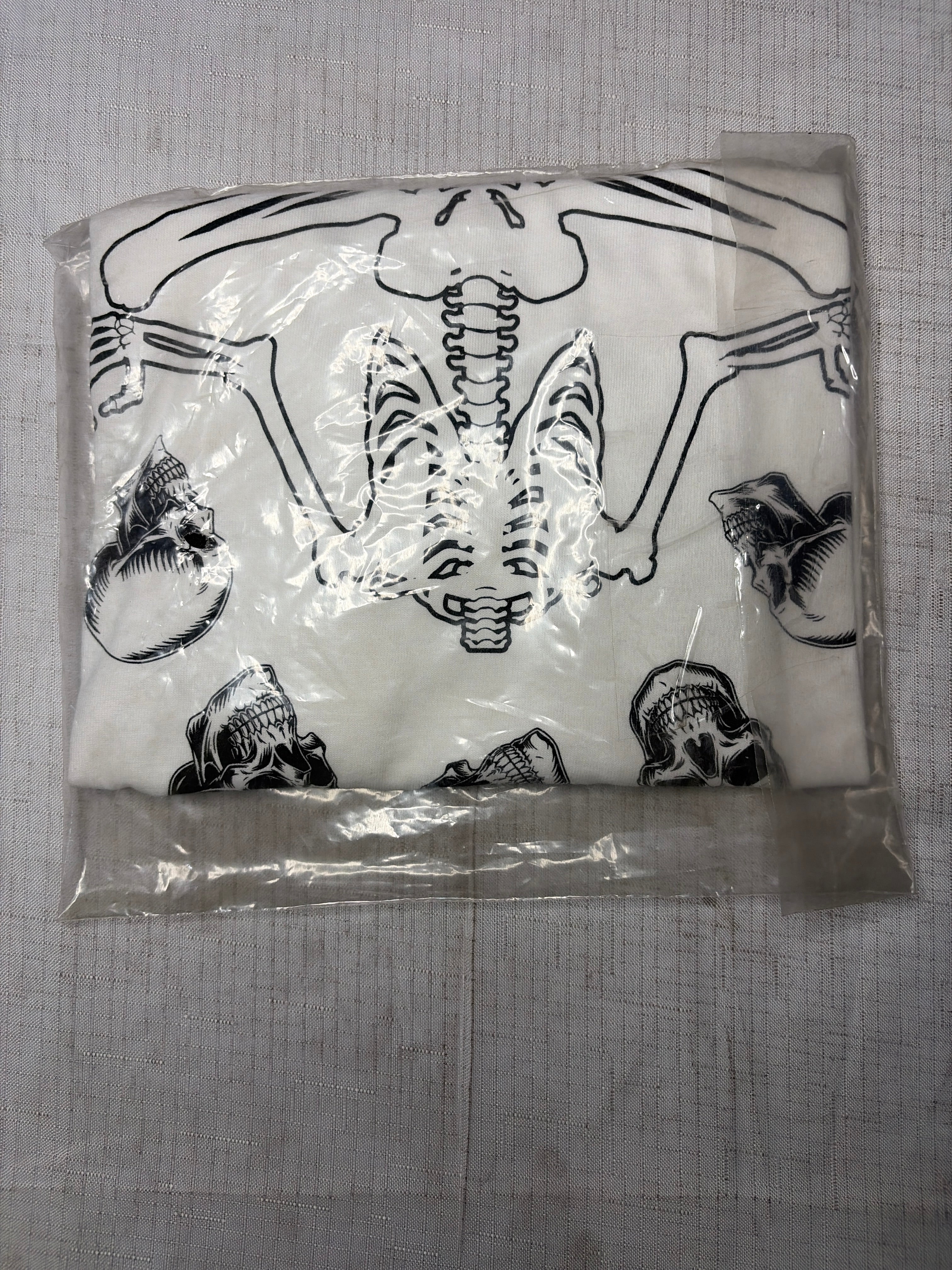 Halloween Skeleton Head Crop Top T-Shirt - Adult M