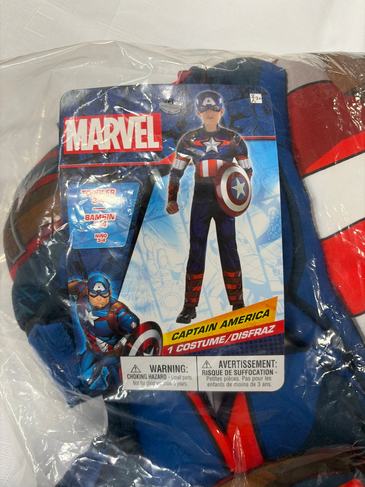 Captain America Boys Costume - Marvel Halloween Outfit - Toddler (3-4)