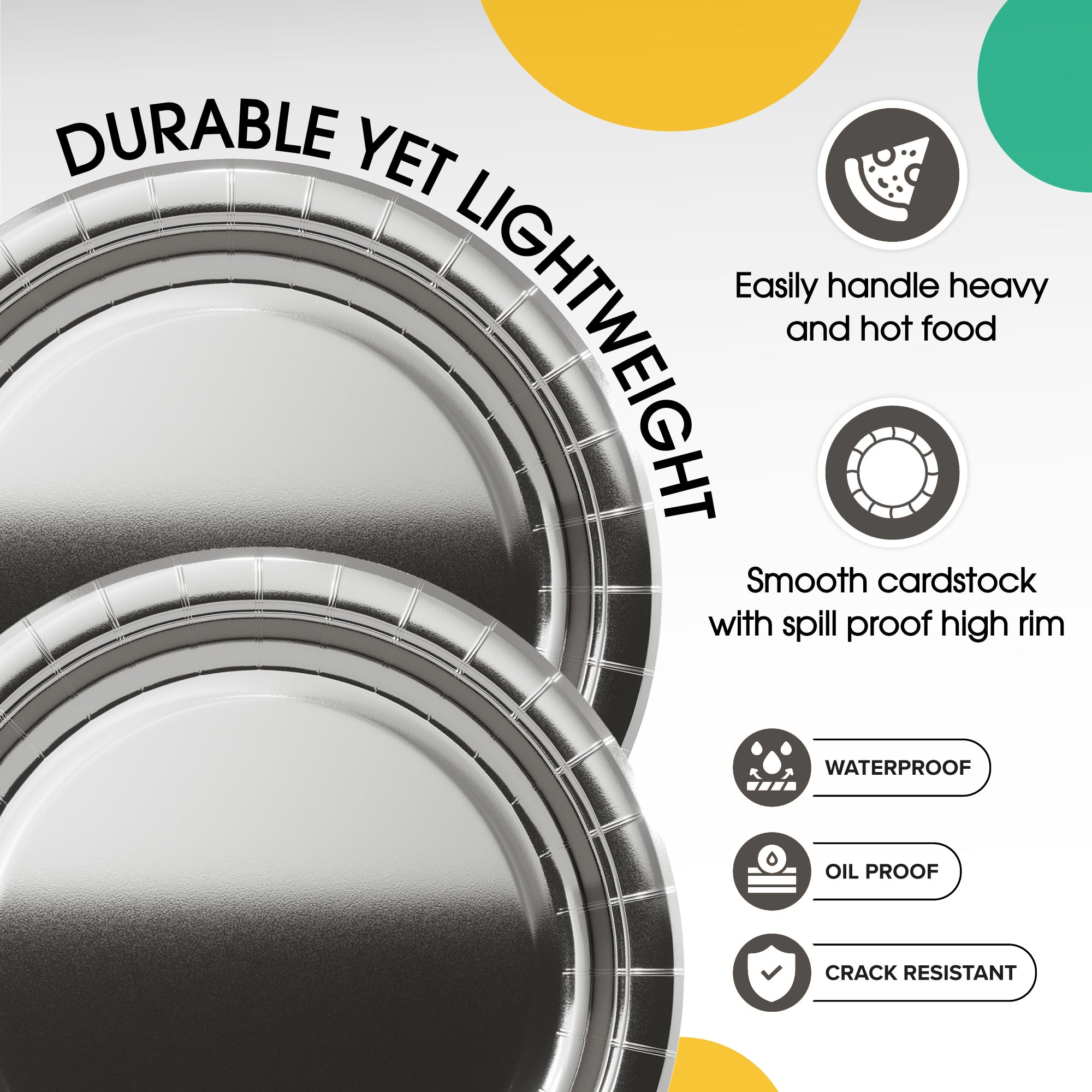 7 in. Reflective Silver Paper Plates | 50 Ct.