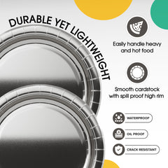 7 in. Reflective Silver Paper Plates | 50 Ct.