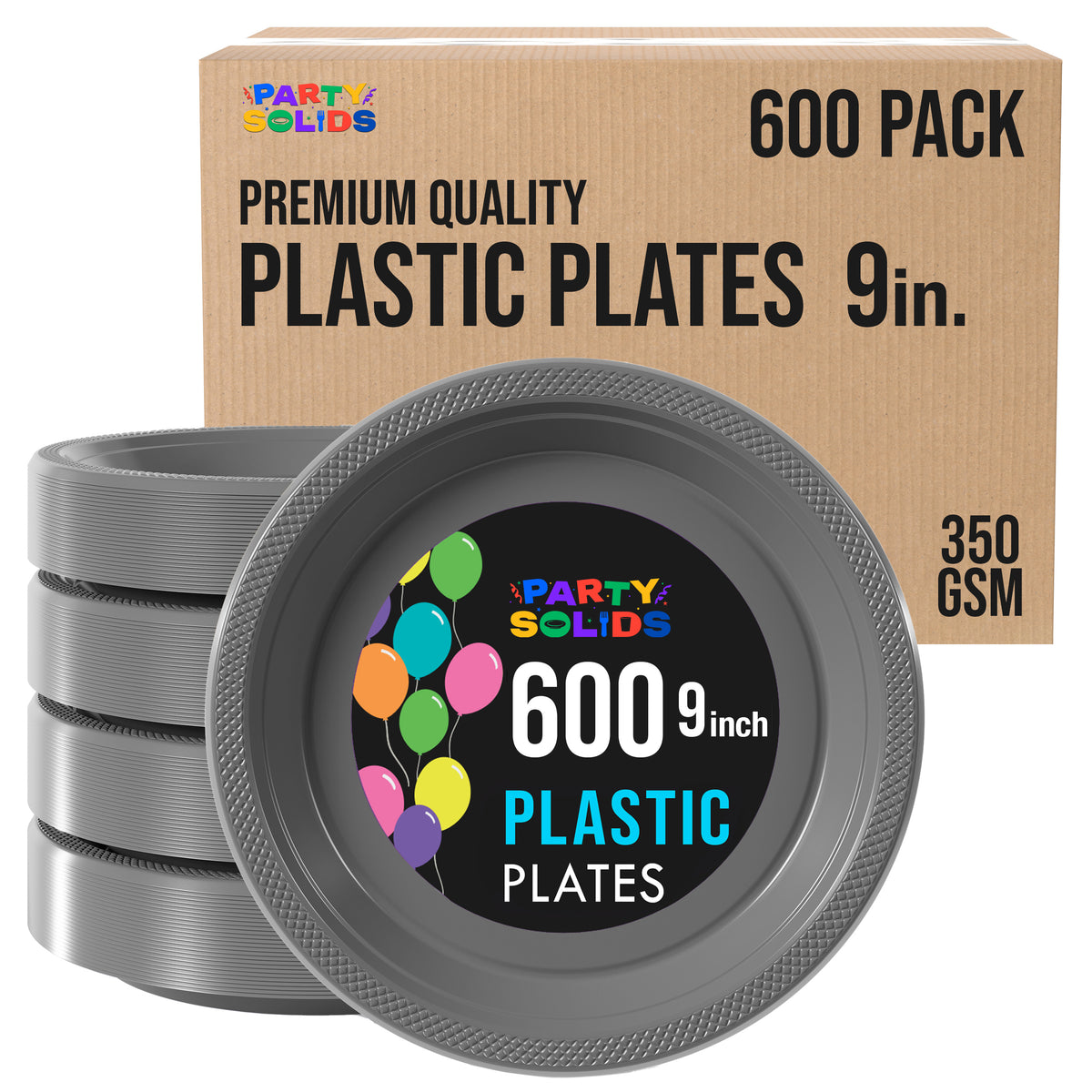 9 in. Silver Plastic Plates | Case of 600