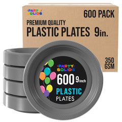9 in. Silver Plastic Plates | Case of 600