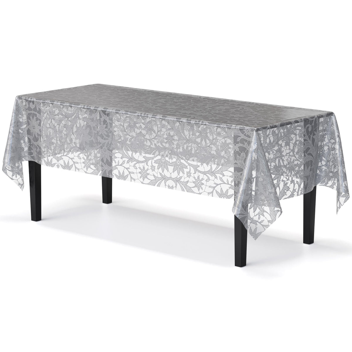 Silver Lace Plastic Table Cover | Case of 48