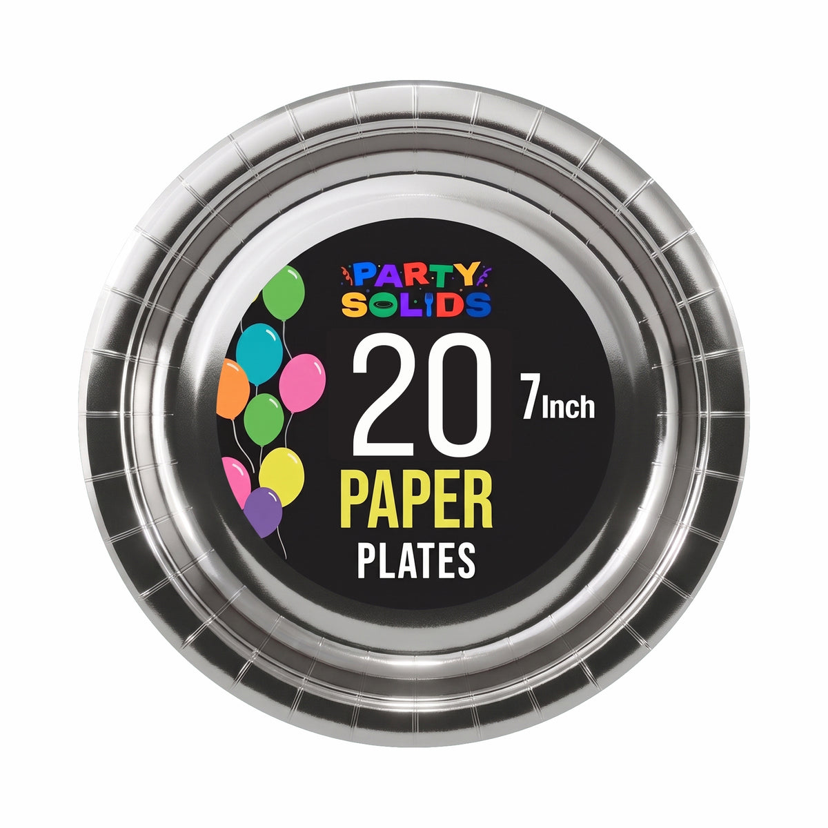 7 In. Reflective Silver Paper Plates - 20 Ct.