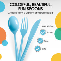 Heavy Duty Light Blue Plastic Spoons | 7 in. | 50 Count