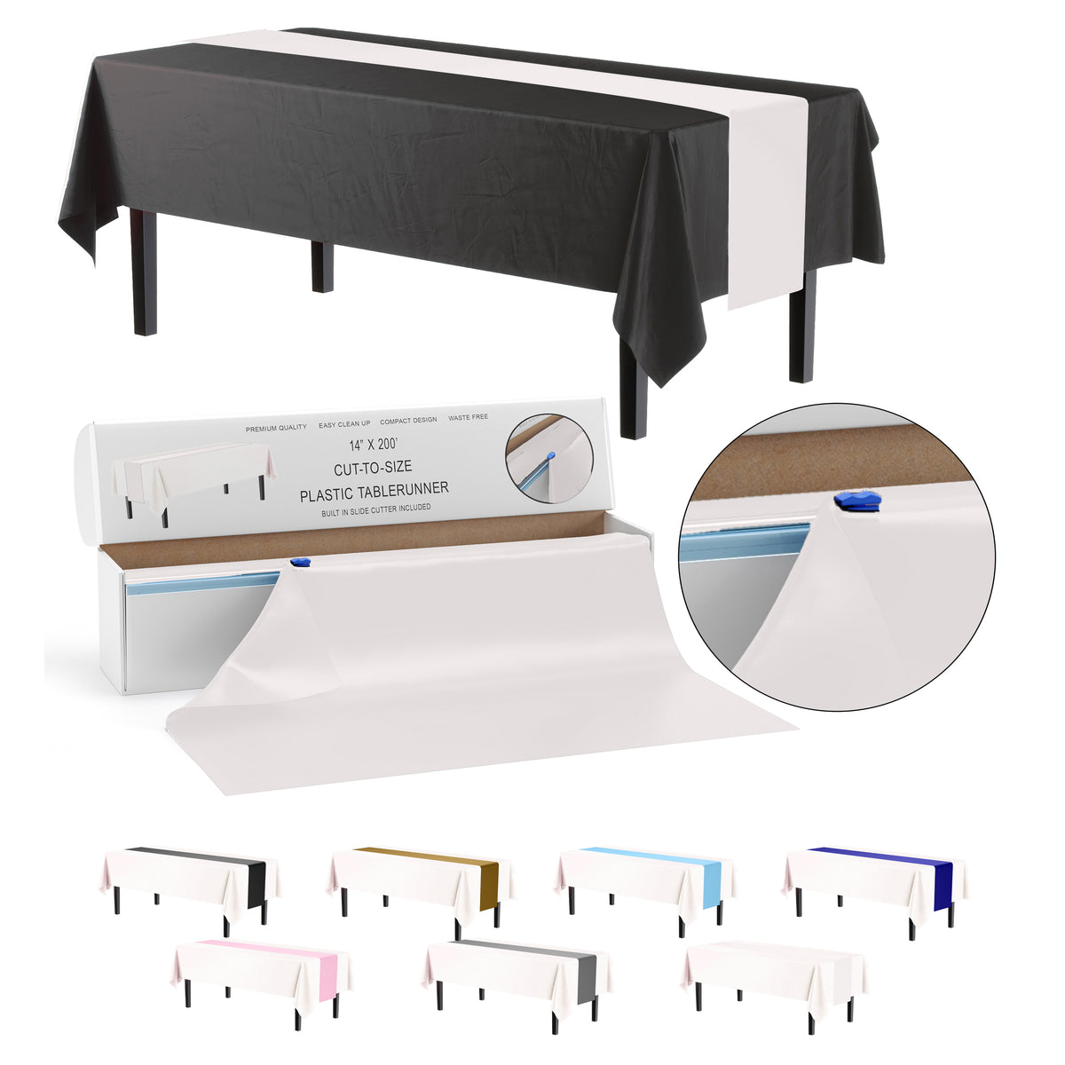 14 in. x 200 Ft. Cut To Size White Table Runner