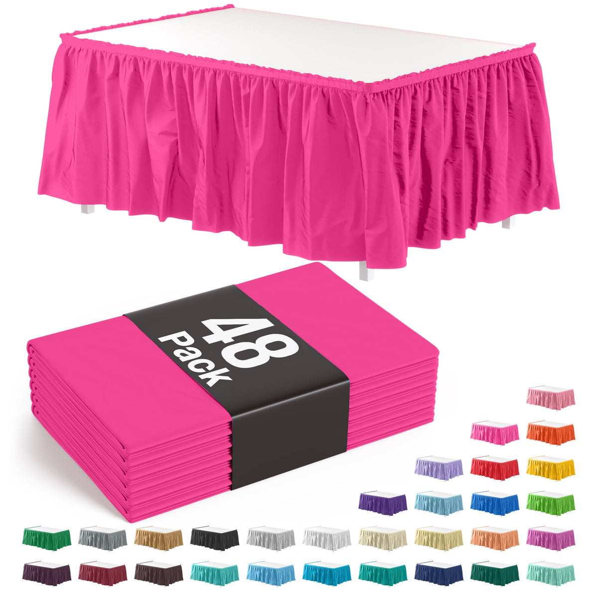 Cerise Plastic Table Skirt | Case of 48