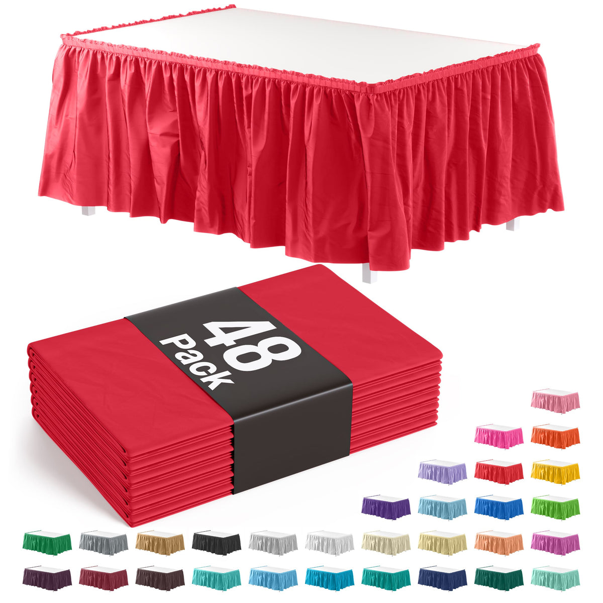 Red Plastic Table Skirt | Case of 48