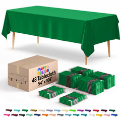 Emerald Green Plastic Table Cover | Case of 48 | 54 in. x 108 in.