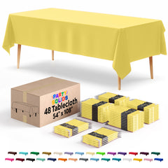 Light Yellow Plastic Table Cover | Case of 48 | 54 in. x 108 in.