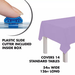 Lavender Plastic Table Cover Roll with Cutter - 54 x 126 ft