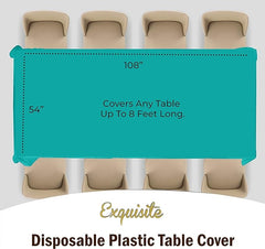 Premium Teal Plastic Table Covers | 6 Pack