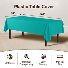 Premium Teal Plastic Table Covers | 12 Pack